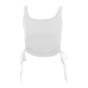 NWOT Women’s White Amazon Ribbed Sleeveless Side Ties Cropped Tank Top